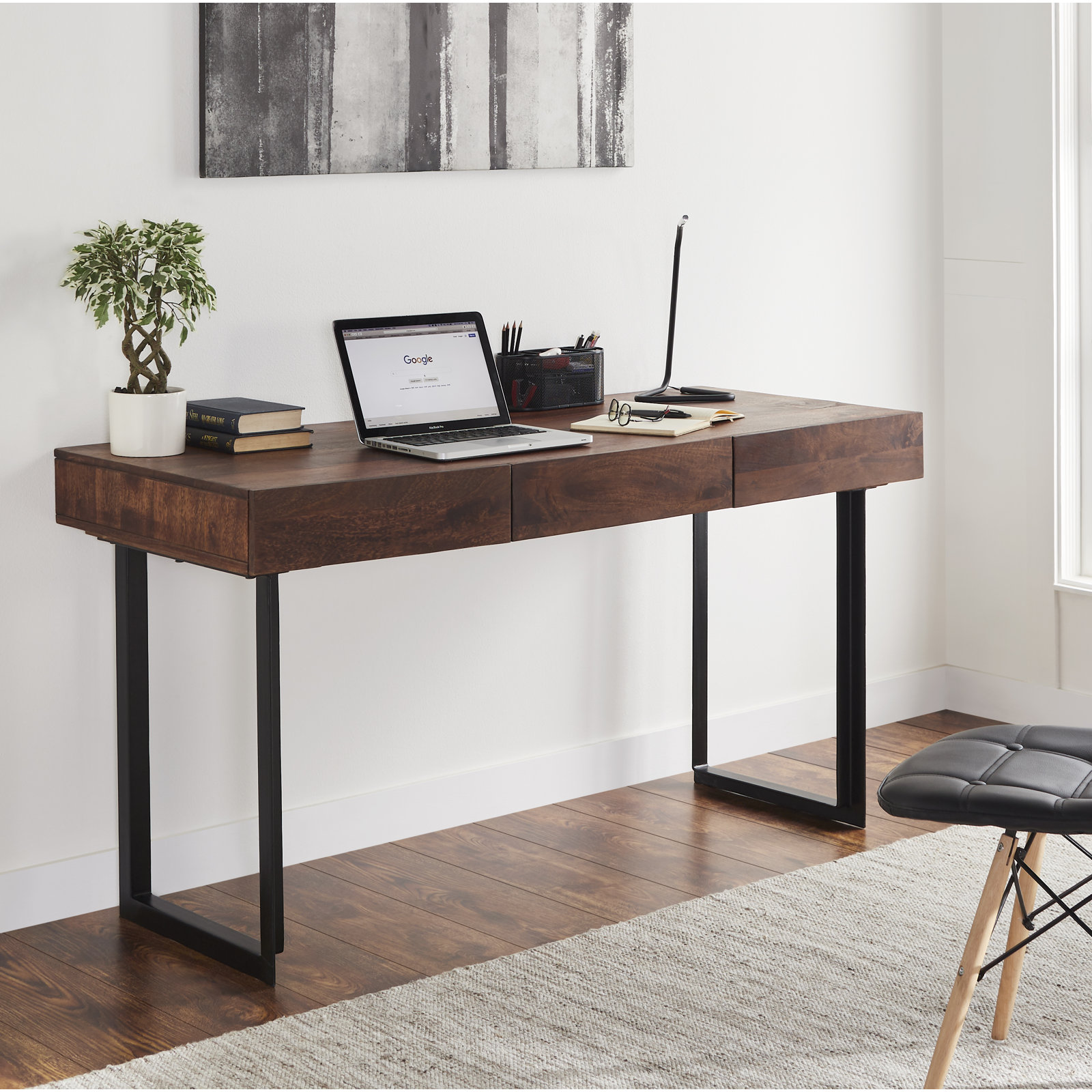 Mullins 58 " Writing Desk, Matte Warm Walnut