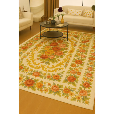 Tapis orange tissé lavable Mosso