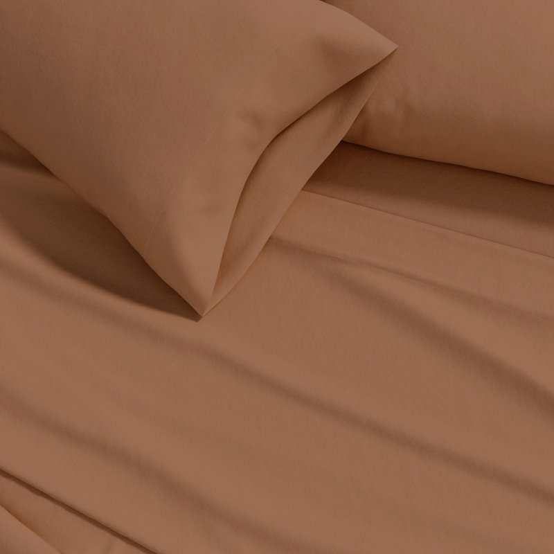 Ensemble de draps 100% flanelle de coton turc, Grand lit, Adobe
