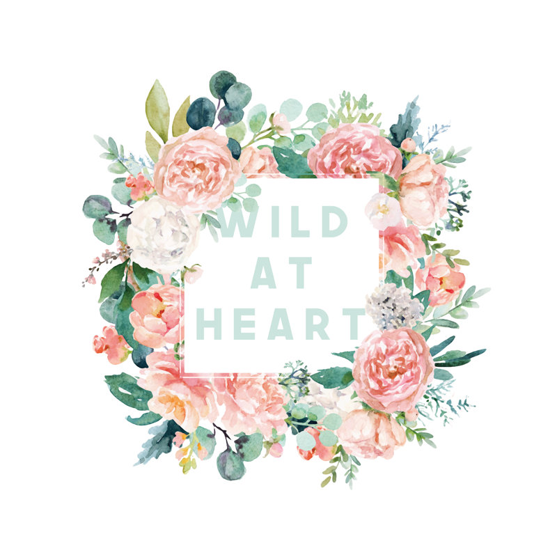 Wild At Heart In Floral Frame - Wrapped Canvas Painting, 91cm H x 91cm W x 3.8cm D