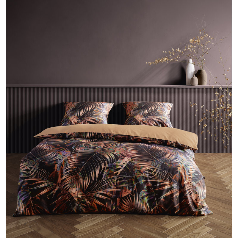 Sateen Reversible Duvet Cover Set, 155 x 220cm, Brown