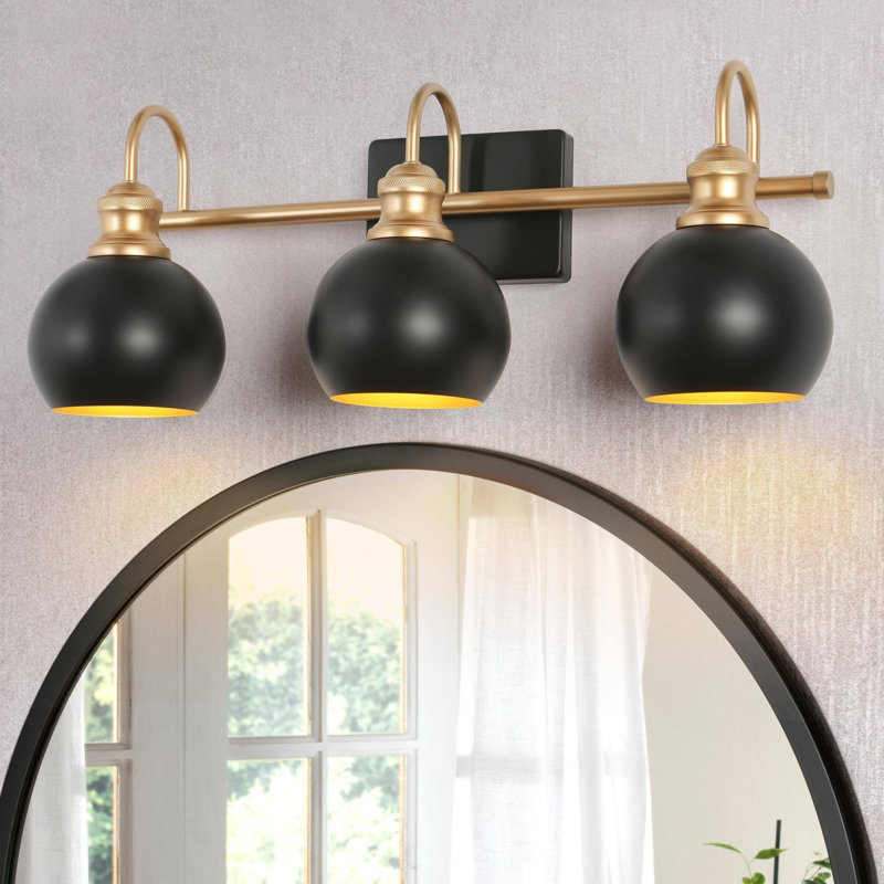 Modern Contemporary 3-Light Black Globe Bathroom Vanity Light Dimmable