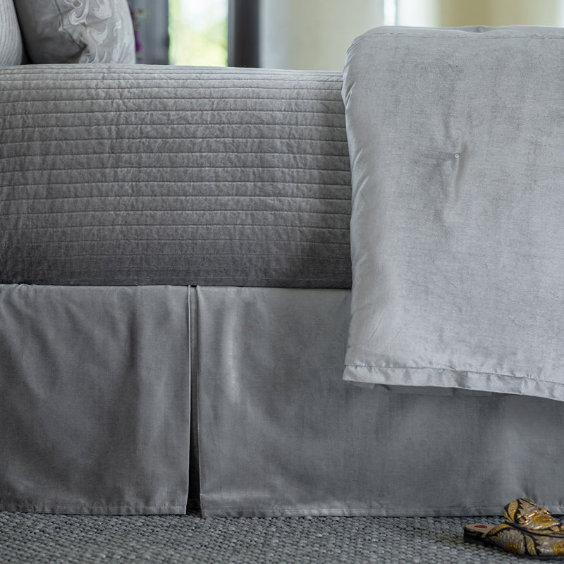 Aria Tailored Wrap Around Bed Skirt, Light Gray