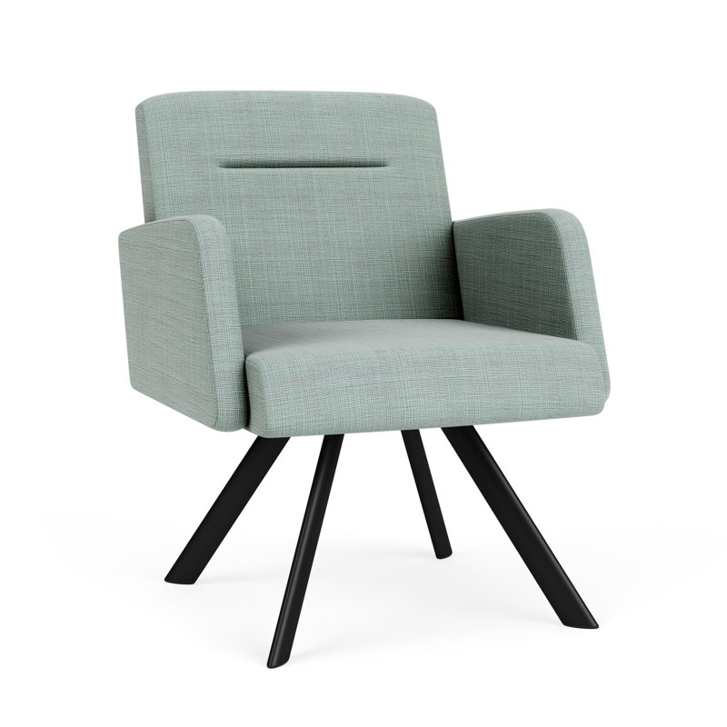 Fauteuil de réception Willow, Noir, Chambray écume de mer