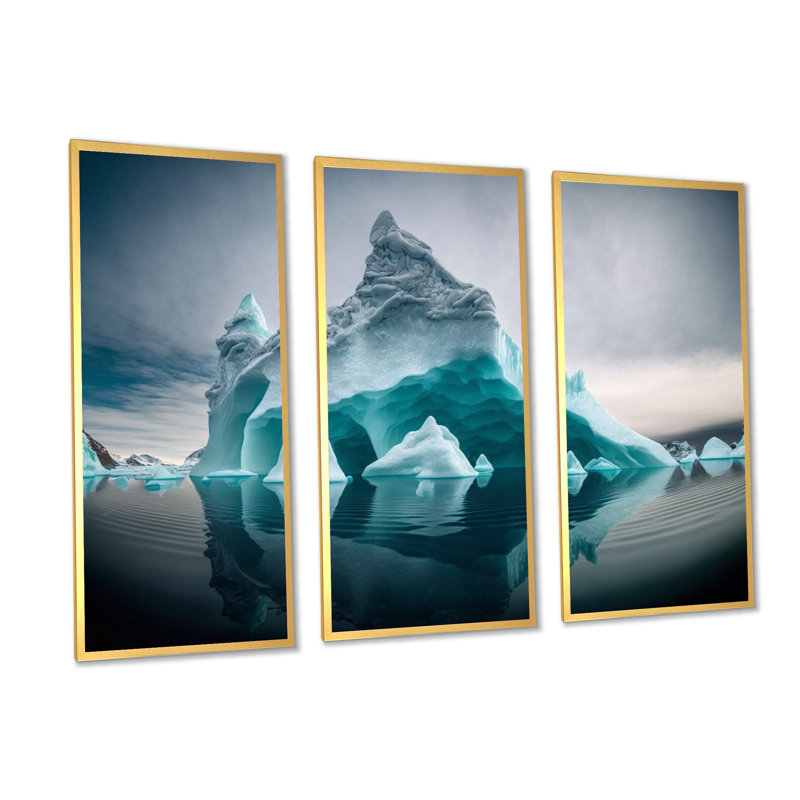 Iceberg IV de North Atlantic bleu et blanc - Iceberg IV de North Atlantic bleu et blanc - 3 pièces sur toile