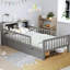 Lit simple gris avec tête de lit et rangement pratique - barrières de sécurité incluses-1099824519