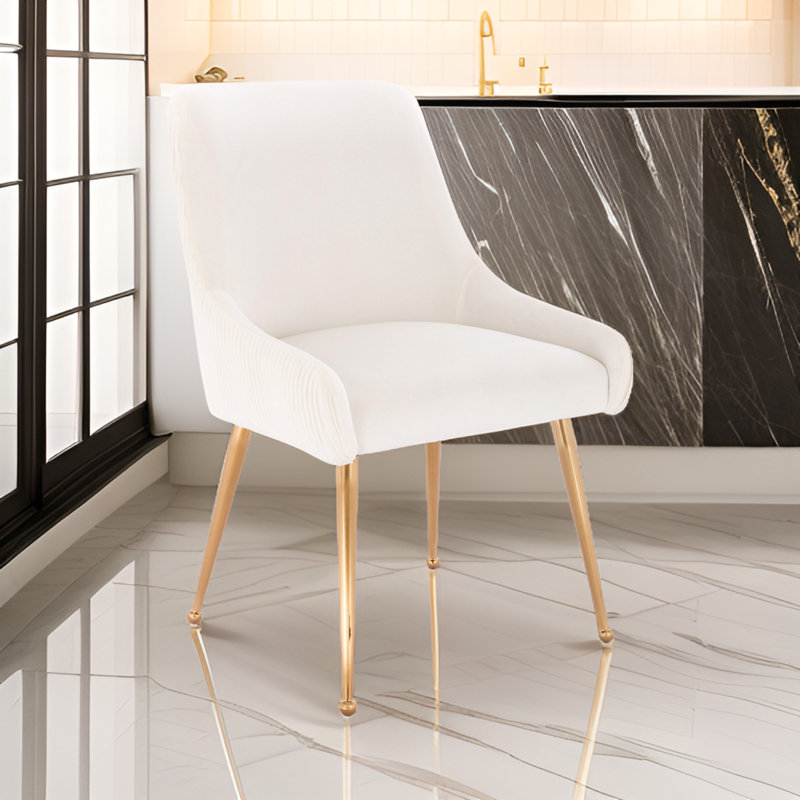 Chaise de salle à manger en velours, Beige