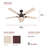 52-Inch Ceiling Fans with Lights, Pull Chain and Remote Control, Walnut/Oak Reversible Blades, for Bedroom and Living Room