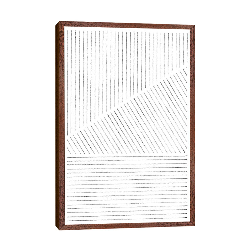 Abstract Geometric Lines - Print on Canvas, Classic Brown Wood Framed, 101.6cm H x 66.04cm W x 3.81cm D