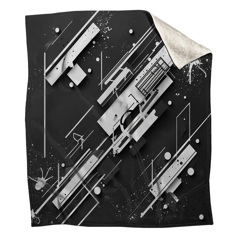 Couvertures d'art abstrait noir et blanc, 50in W x 60in H