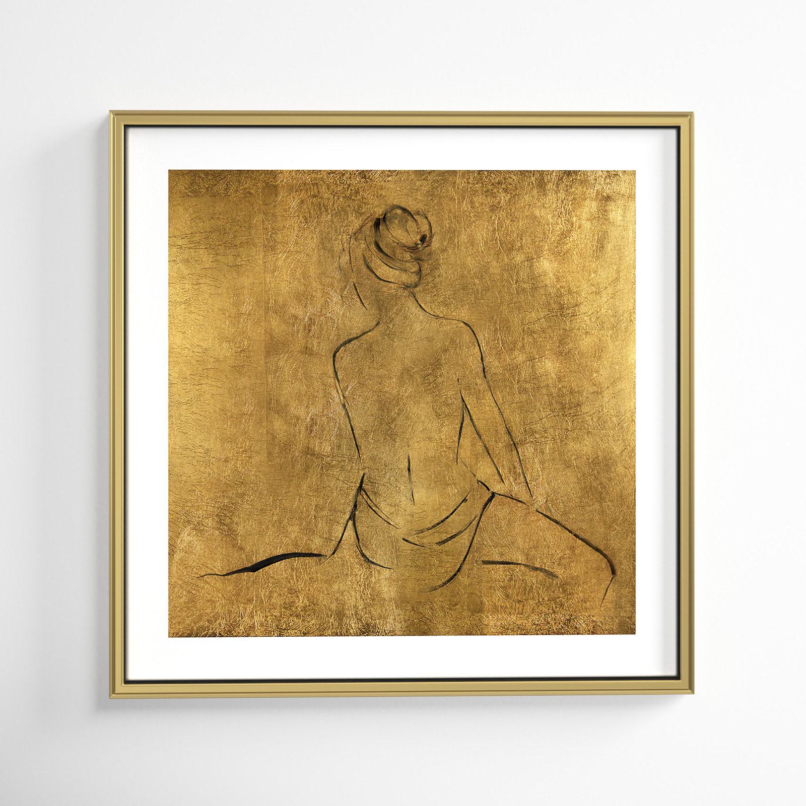 Golden Bather II by Sally Swatland - Painting Print, Gold Framed Paper, 24.75" H x 24.75" W x 0.88" D