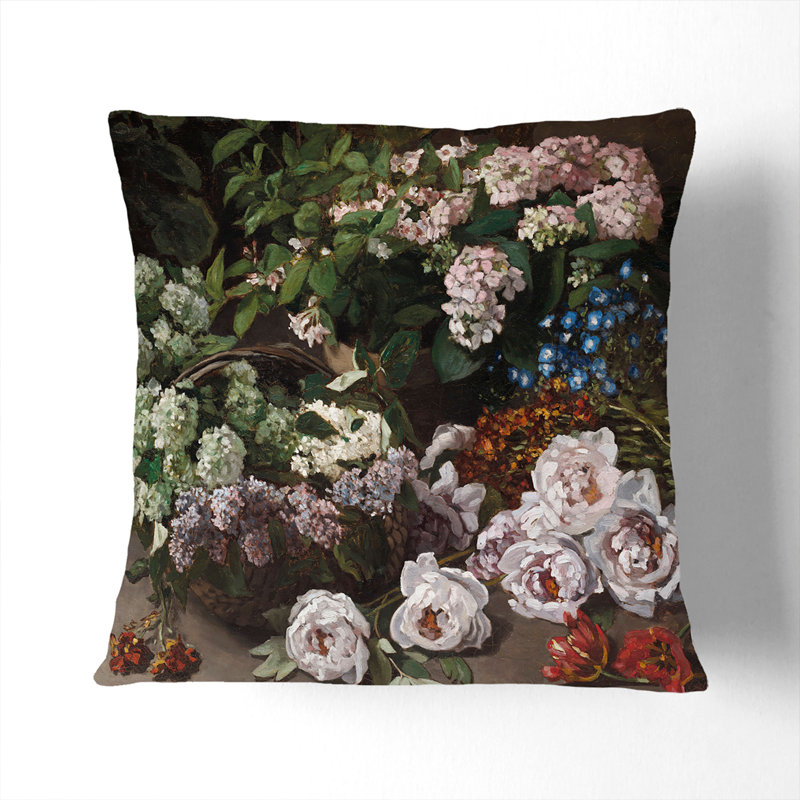 Spring Flowers Floral Scatter Cushion, 40cm H x 40cm W x 15cm D, White