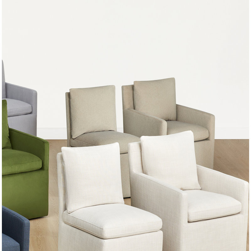 Alayaa Upholstered Arm Chair, Effie Linen Performance Linen