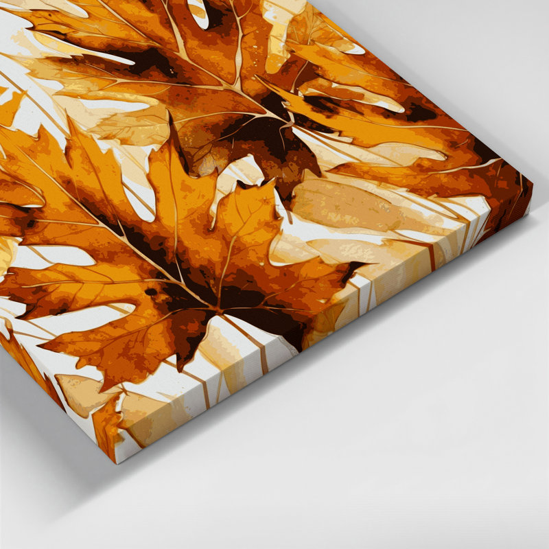 «Botanical Poplar Leaves», art mural sur toile brune, H 20 po x l 24 po