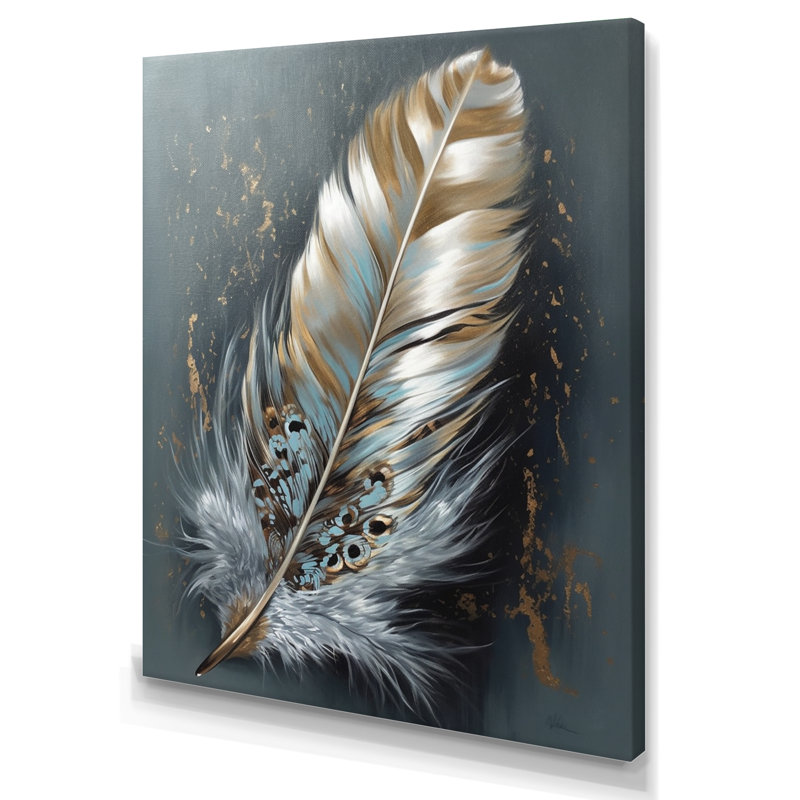 Kelvontae plume dorée Wanderlust IV sur toile, H 32 po x l 24 po x P 1 po, Toile tendue