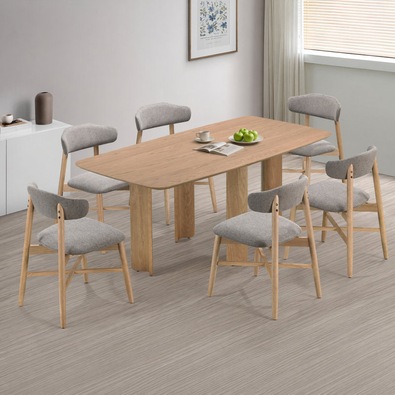 Ensemble de salle à manger rembourré Coral, Walnut, 7 pièces : table, 6 chaises