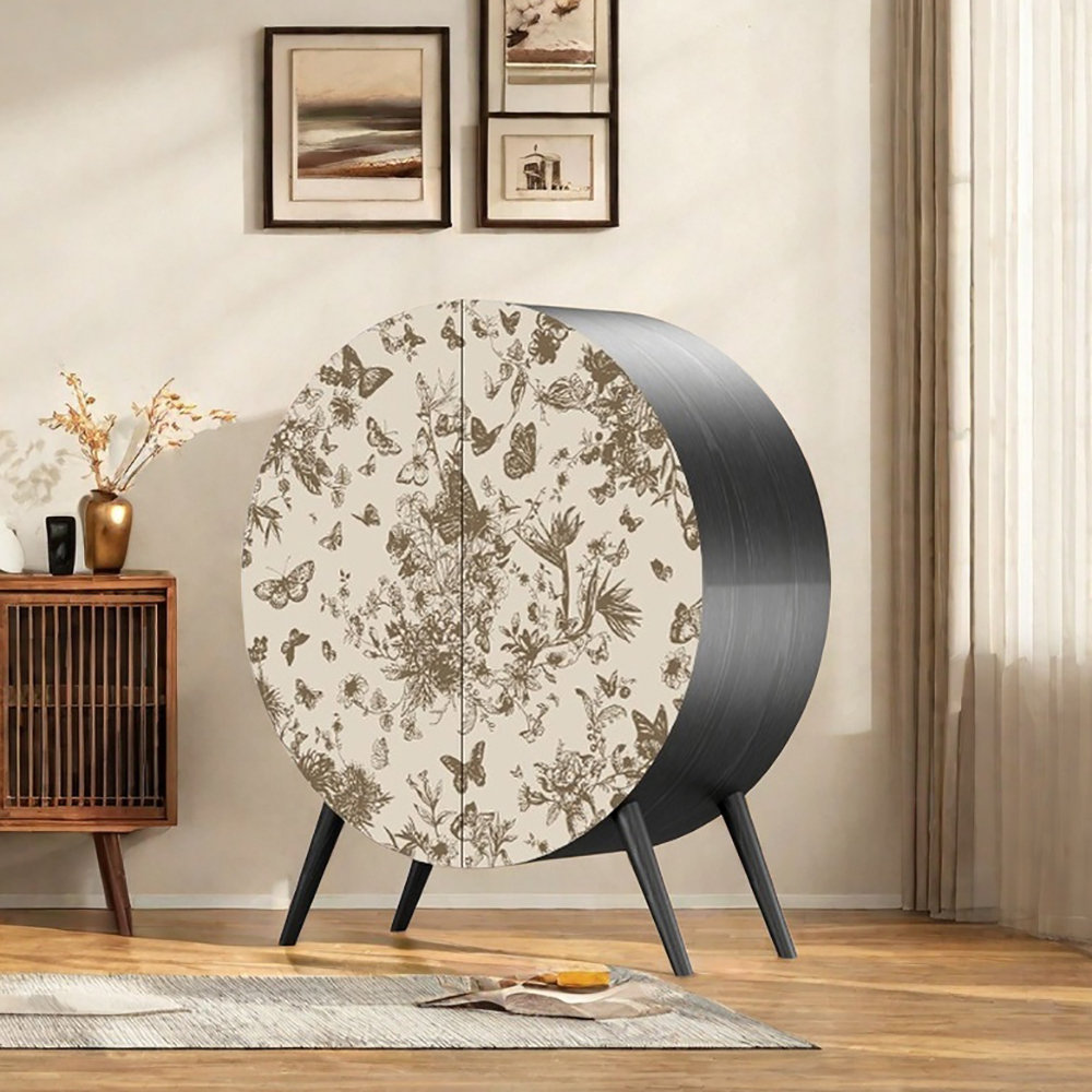 Side Board Rounded Liu's ink furniture 43.3in Double Door Round Sideboard | Wayfair