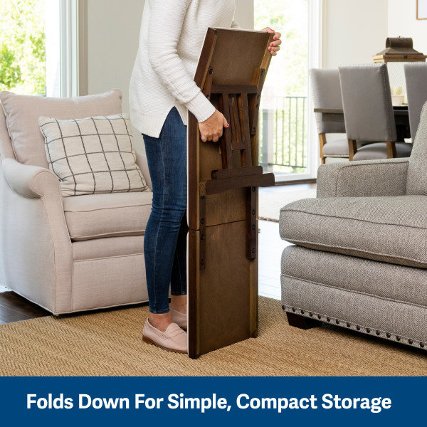 Espresso Foldable Wooden Sofa Ramp with Carpet Traction