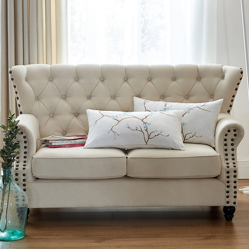 Floral Rectangular Lumbar Cushion Cover, Light Blue