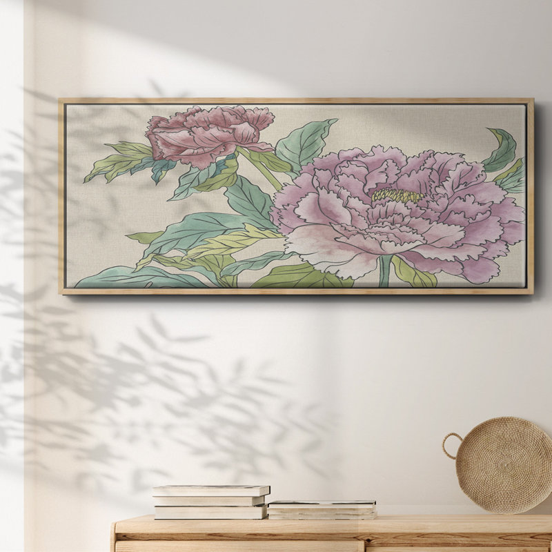 Peony Blooms I - toile encadrée, H 20 po x l 50 po