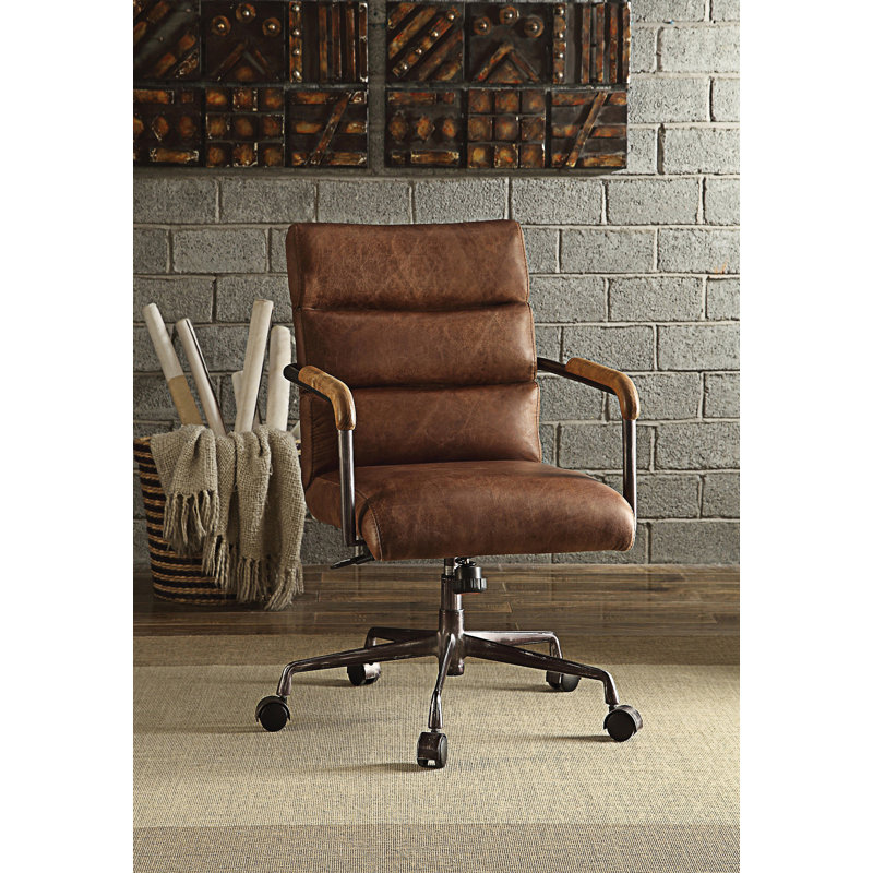 Chaise de bureau pivotante à hauteur réglable, Brun