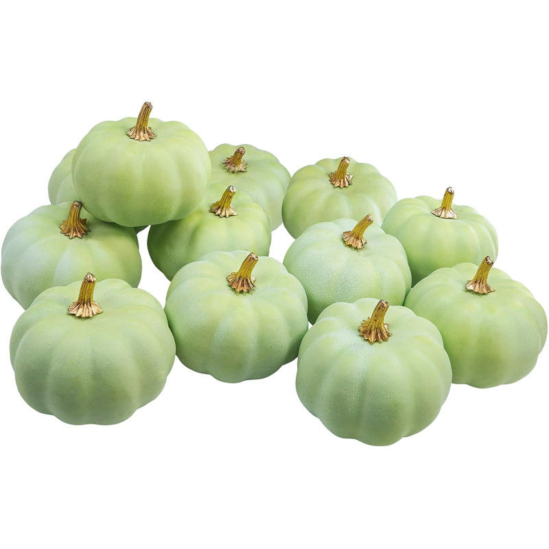12 petites citrouilles artificielles 12 pièces, Vert clair