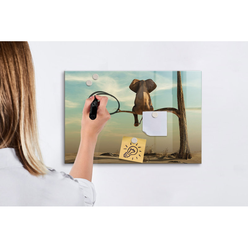 Magnetic Memo Board Whiteboard - 60 x 40 cm - With Marker and Magnets - The elephant on the tree