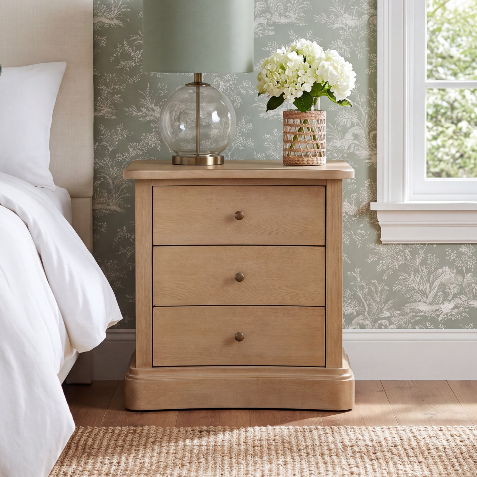 Rochelle Oak Nightstand, Brown