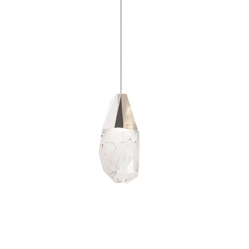 Martini 1 - Light LED Single Pendant, Polished Nickel, Optic Haze Crystal