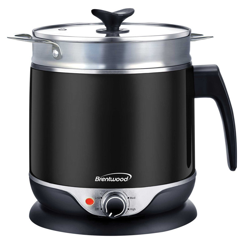 Brentwood 1.9 Quart Black Stainless Steel Electric Hot Pot Steamer