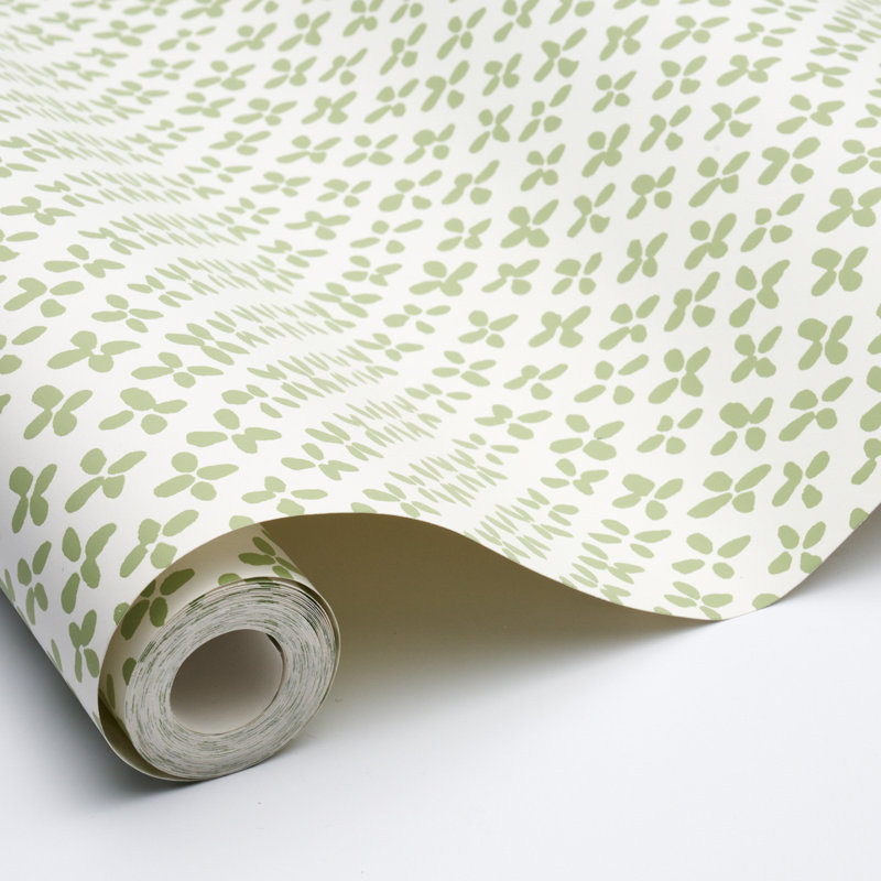 Papier peint Emerson, Vert / ivoire