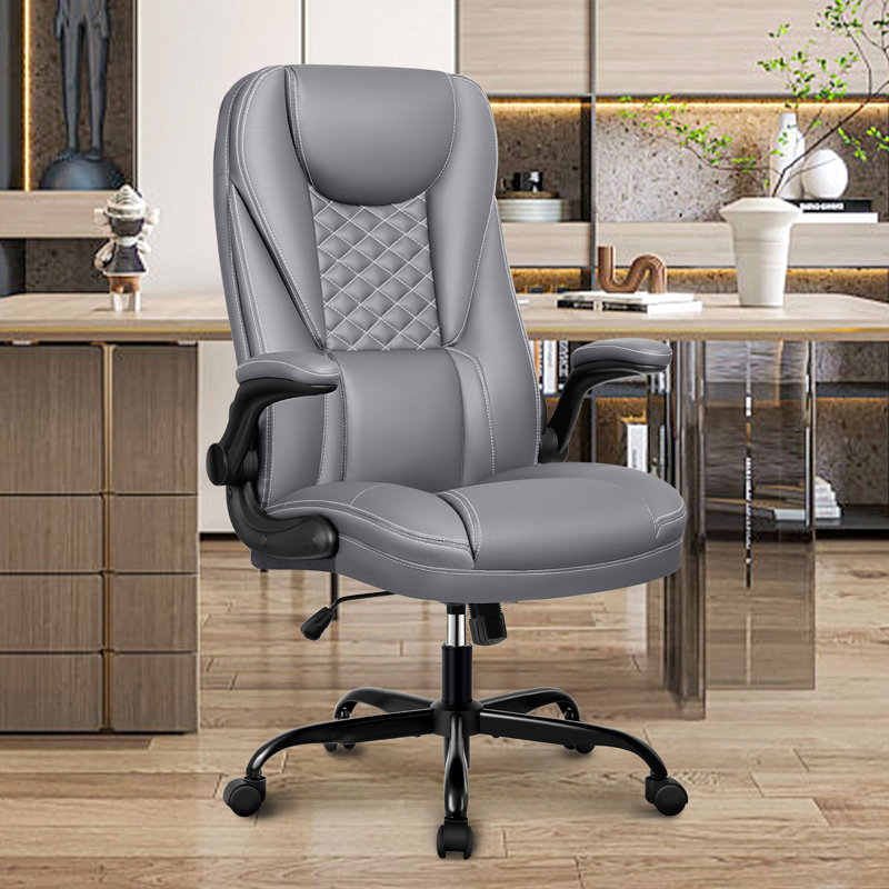 Loriece Ergonomic Executive Chair with Flip-up Armrests, Gray