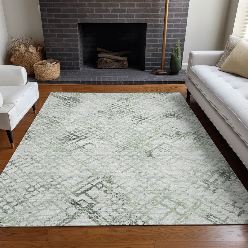 Tapis vert Prisco lavable à la machine de qualité supérieure, Rectangle 2 pi 6 po x 3 pi 10 po