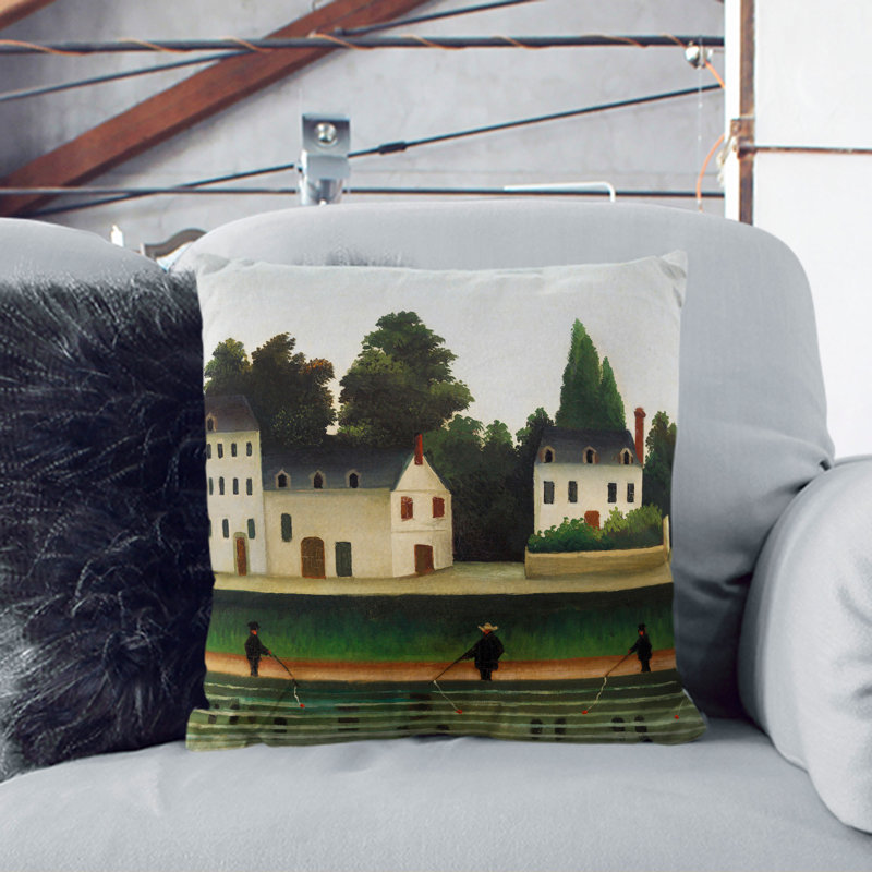 Landscape and Four Fisherman Scatter Cushion, Black, 55cm H x 55cm W x 20cm D