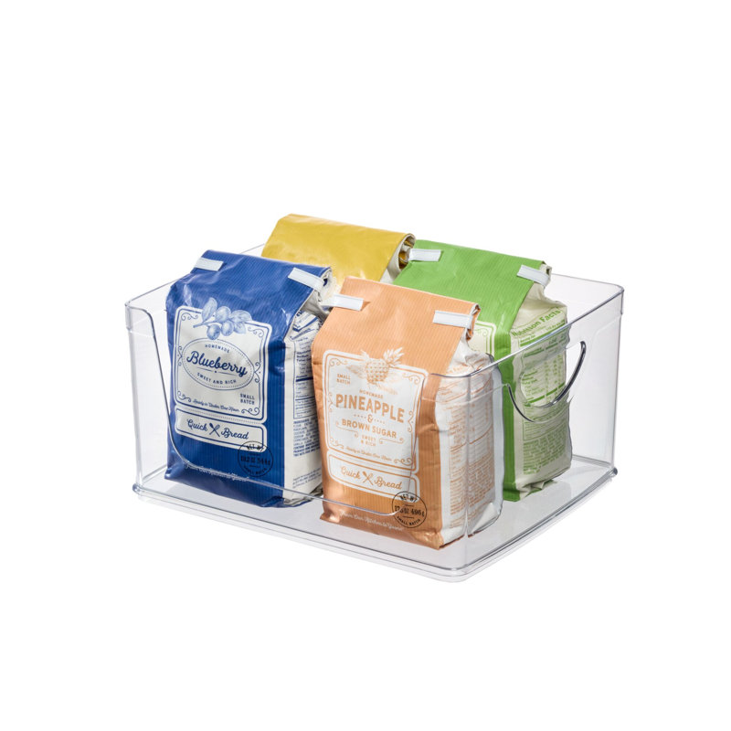 Bac de rangement ouvert en plastique recyclé avec poignées intégrées iDesign - 8 po x 10 po x 5 po, transparent