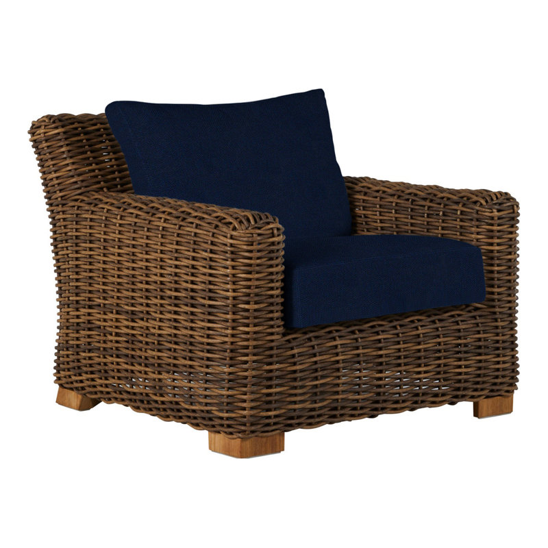 Montauk Patio Chair with Cushions, Indigo Velvet, Standard Plus, No Welt