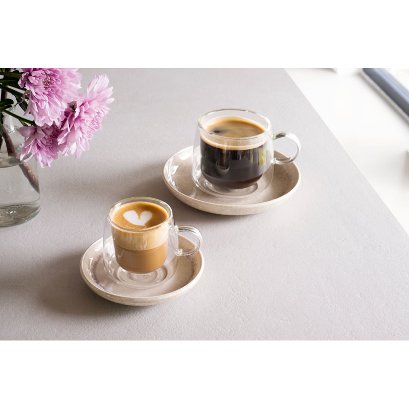 Villeroy & Boch Artesano Hot & Cold Beverages Espresso Glass, Set of 2 Glasses, Double-Walled Glasses for Cold and Hot Beverages, 3.75 oz, Borosilicate Glass, Dishwasher-Safe, Microwave-Safe
