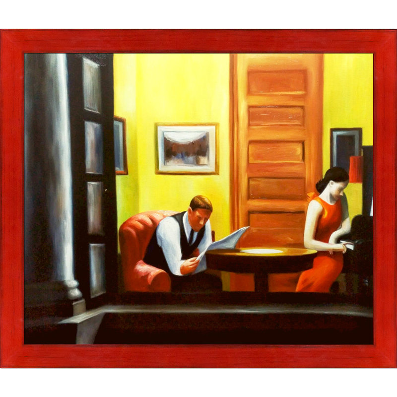 «Room in New York» par Edward Hopper - peinture sur toile encadrée, H 23,5 po x l 27,5 po x P 2 po, Stiletto brossé