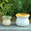 Ensemble de 2 pots à fleurs en céramique - Pots de fleurs texturés avec bordure brillante, pots décoratifs intérieurs / extérieurs, pot de jardin, jardin, salon, chambre à coucher
