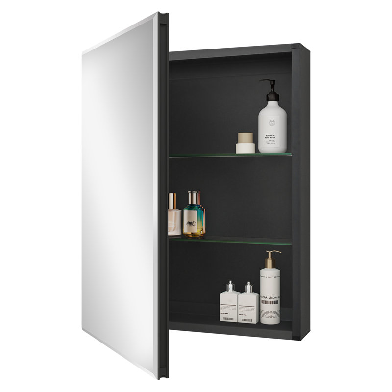 Kevia Surface Medicine Cabinet with Mirror, 20", Matte Black