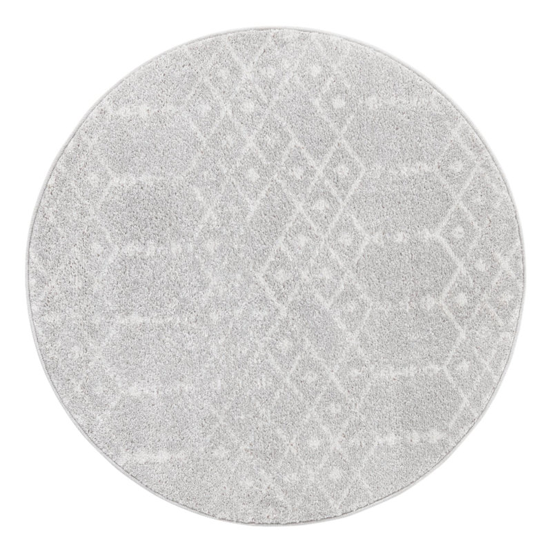 Tapis gris clair Karg, Rond 3 pi