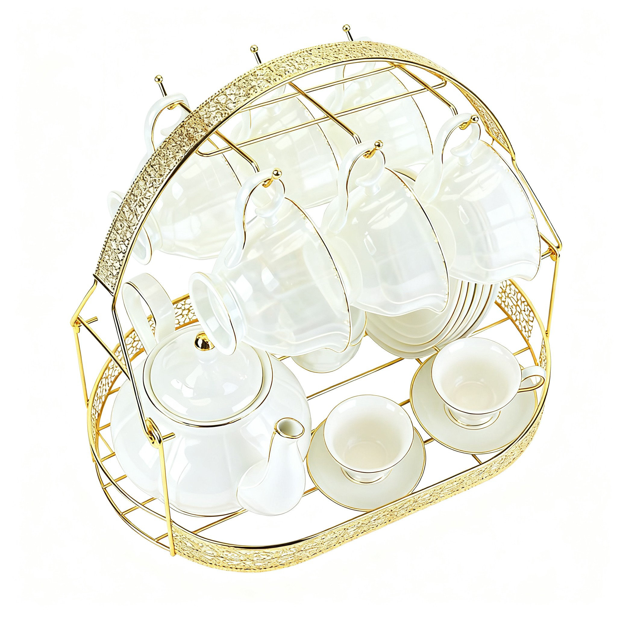 Everly Quinn Coffee Mug Holder, Wire Rack Display Stand, (Gold) | Wayfair
