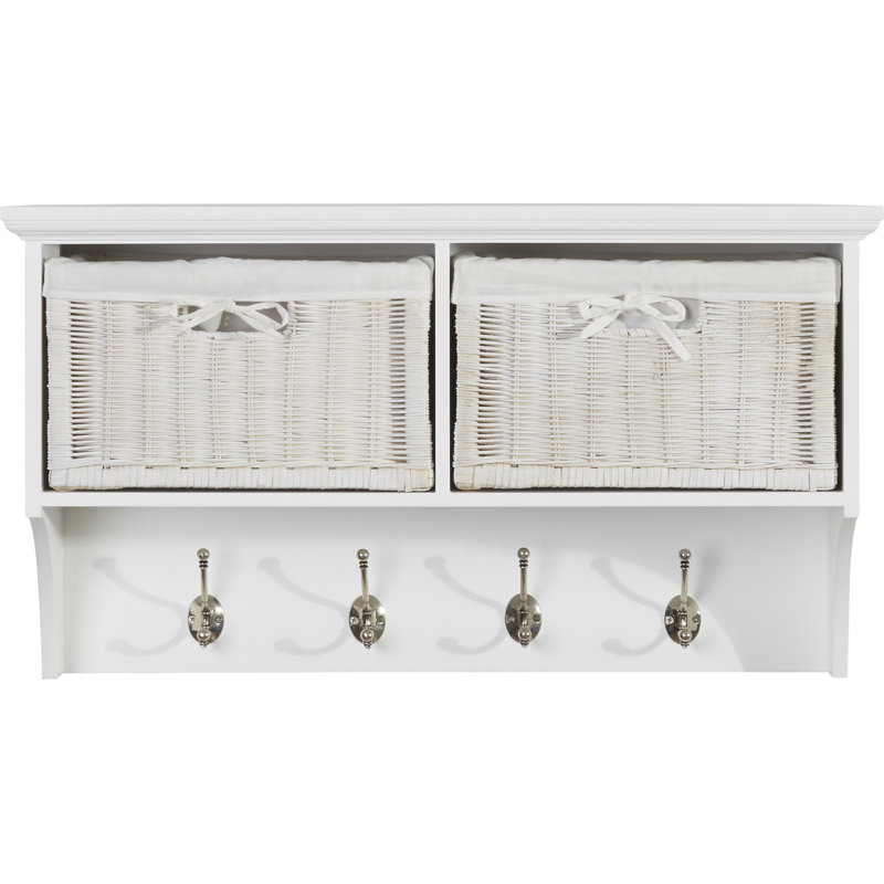 Erica Wall 4 - Hook Wall Mounted Coat Rack, White