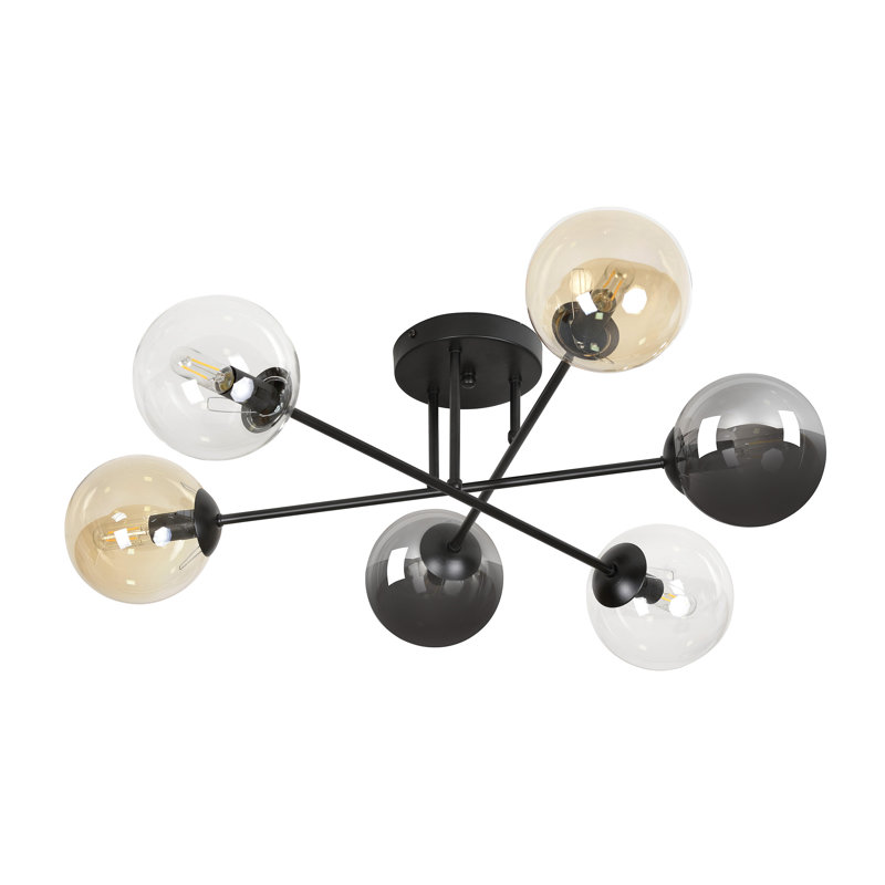 Cadesia Glass Semi Flush Mount, Graphite/Amber/Transparent