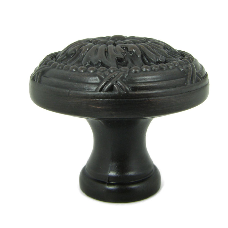 Oil Rubbed Bronze Round Floral Cabinet Knob with Mounting Hardware