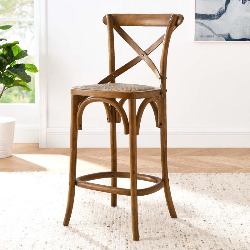 Modway Gear Stool, Counter Stool (25.5" Seat Height), Walnut