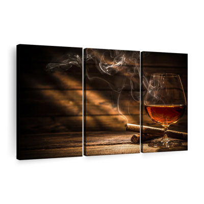 "Cigare rustique et whisky" sur toile