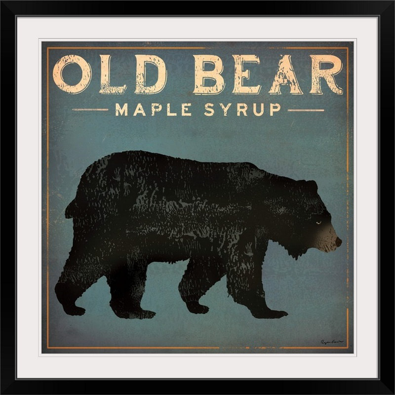 « old bear » par ryan fowler, affiche rétro, Cadre noir, H 32 po x l 32 po x P 1 po