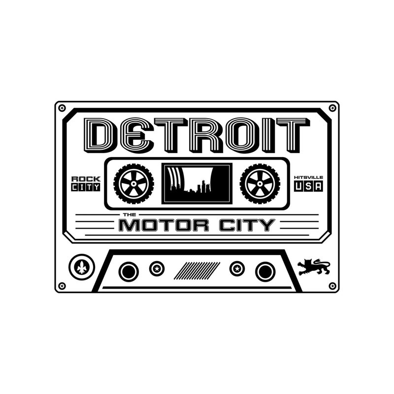 Detroit Cassette - Light Background by Benton Park Prints - Wrapped Canvas Gallery-Wrapped Canvas Giclée