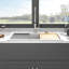 Évier de cuisine en composite 33 po x 22 po blanc, encastré, silencieux et solide, coins arrondis, support de séchage, grille inférieure, essuyage facile, crépines